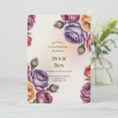Festive Purple Orange and Red Roses Couples Shower 招待状 (スタンド正面)
