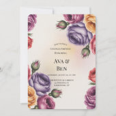 Festive Purple Orange and Red Roses Couples Shower 招待状 (正面)