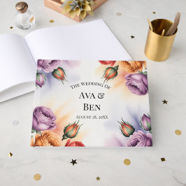 Festive Purple Orange and Red Roses Wedding ゲストブック