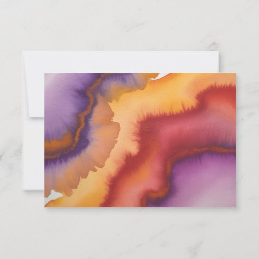 Festive Purple Orange and Red Roses Wedding 出欠カード (裏面)