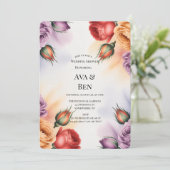 Festive Purple Orange and Red Roses Wedding Shower 招待状 (スタンド正面)