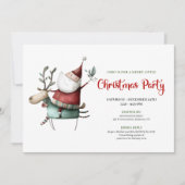 Festive Quirky Santa Watercolor Holiday Invitation 招待状 (正面)