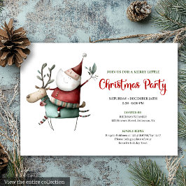 Festive Quirky Santa Watercolor Holiday Invitation 招待状