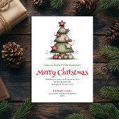 Festive quirky tree greeting card printable シーズンカード