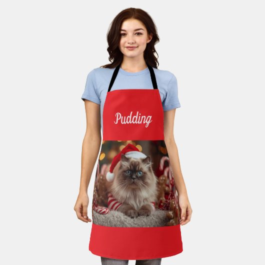 Festive Ragdoll Cat Christmas Personalized  エプロン (着用した状態)