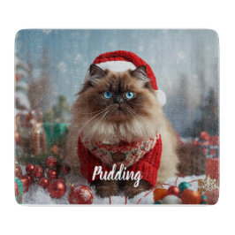Festive Ragdoll Cat Christmas Personalized  カッティングボード