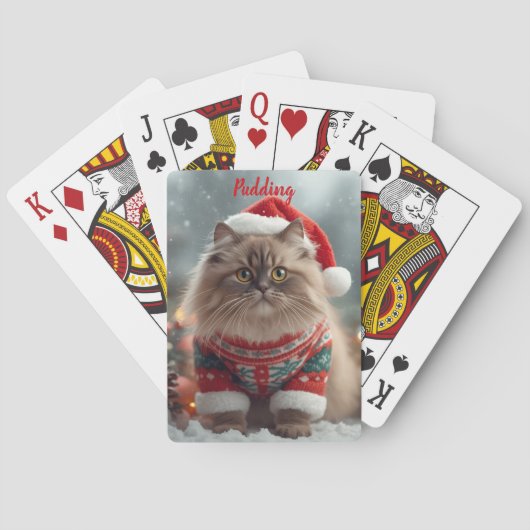 Festive Ragdoll Cat Christmas Personalized  トランプ (裏面)