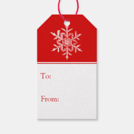 Festive Real Snowflake Red and White Gift Tags ギフトタグ