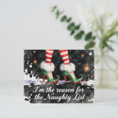 Festive Reason for the Naughty List Elf Legs シーズンポストカード (スタンド正面)