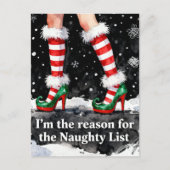 Festive Reason for the Naughty List Legs in Shoes シーズンポストカード (正面)
