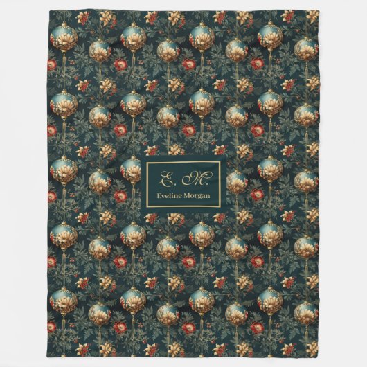 Festive red and gold luxury baubles blanket custom フリースブランケット (正面)