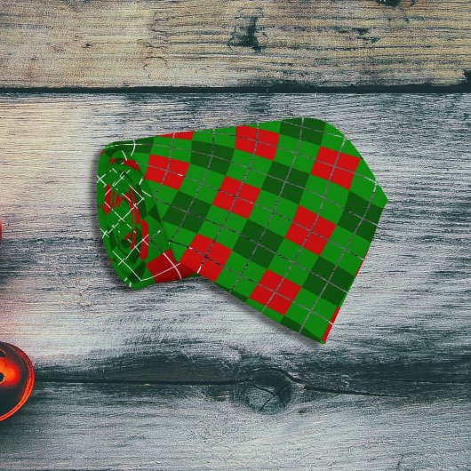 Festive Red and Green Christmas Argyle Pattern  ネクタイ
