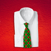 Festive Red and Green Christmas Argyle Pattern ネクタイ