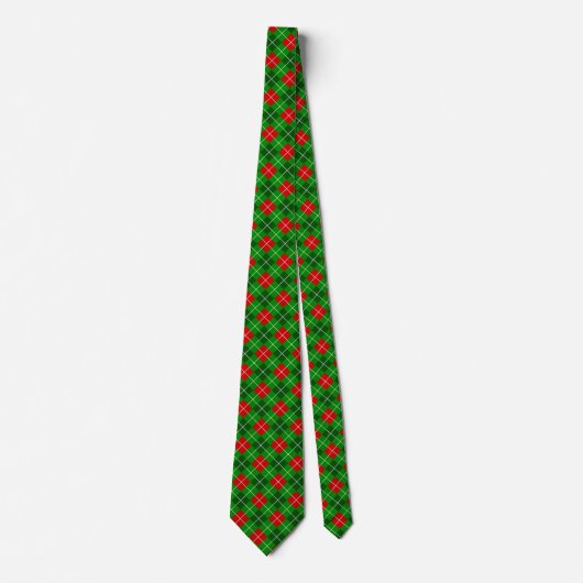 Festive Red and Green Christmas Argyle Pattern ネクタイ (正面)