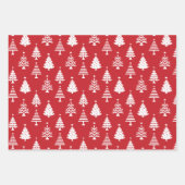 Festive Red and White Christmas Tree Pattern ラッピングペーパーシート (正面)