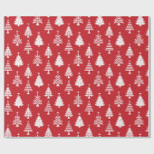 Festive Red and White Christmas Tree Pattern ラッピングペーパー (フラット)