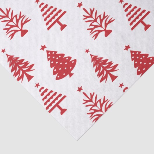 Festive Red and White Christmas Tree Pattern 薄葉紙 (詳細)