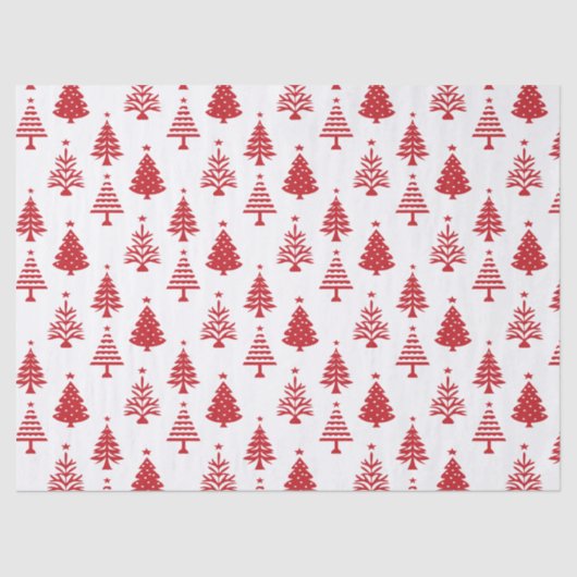 Festive Red and White Christmas Tree Pattern 薄葉紙 (正面)