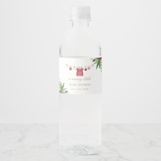Festive Red Baby Shower Food & Drink Label ペットボトルラベル (正面)