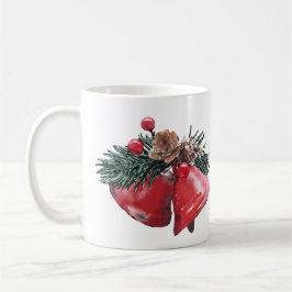 Festive Red Bells & Pinecone Christmas Classic Mug コーヒーマグカップ