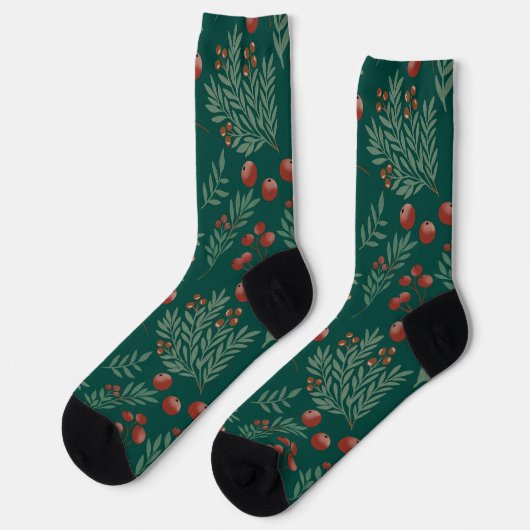 Festive Red Berry Christmas Socks ソックス (左)