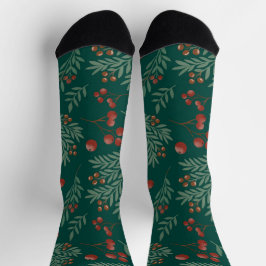 Festive Red Berry Christmas Socks ソックス