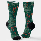 Festive Red Berry Christmas Socks ソックス (傾斜あり)