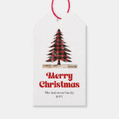 Festive Red Black Plaid Christmas Gift Tag ギフトタグ (正面)