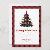 Festive Red Black Tartan Christmas Greeting シーズンカード (正面)