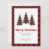 Festive Red Black Tartan Holiday Greeting Card シーズンカード (正面)