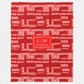 Festive red blanket with Christmas lettering フリースブランケット (正面)
