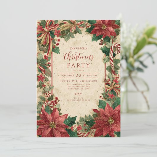 Festive Red Bow Christmas 招待状 (スタンド正面)