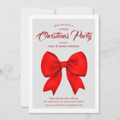Festive Red Bow Christmas Holiday Party  招待状 (正面)