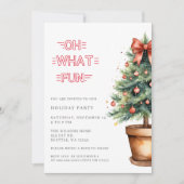 Festive Red Bow Christmas Tree Party シーズンカード (正面)