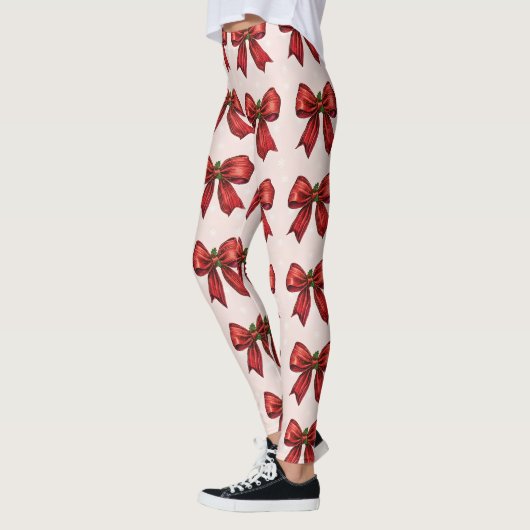 Festive Red Bow Leggings レギンス (左)