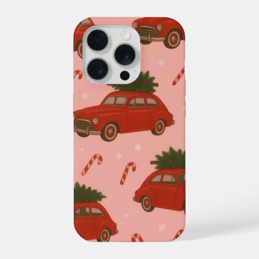 Festive Red Car Christmas Phone Case –Holiday xmas iPhoneケース (裏面)