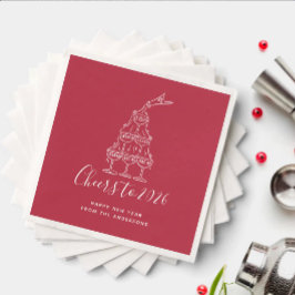 Festive Red Cheers to New Year Party スタンダードカクテルナプキン