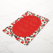 Festive Red Cherry Motiv 箔招待状 (回転した状態)