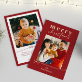 Festive Red Coquette Bow Merry Christmas Photo シーズンカード
