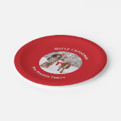 Festive Red Custom Photo Christmas ペーパープレート (アングル)