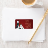 Festive Red Funny Llama & Sheep ‘Fleece Navidad’ ラベル (インサイチュ)