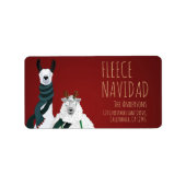 Festive Red Funny Llama & Sheep ‘Fleece Navidad’  ラベル (正面)
