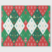 Festive Red & Green Argyle Cheer Christmas ラッピングペーパー (フラット)
