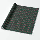 Festive Red & Green Coquette Bows Pattern ラッピングペーパー (アンロールド)