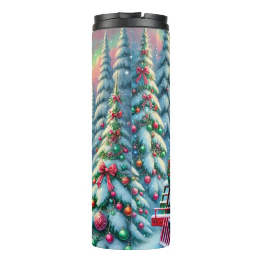 Festive Red Green Forest Train タンブラー (裏面)