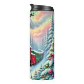 Festive Red Green Forest Train タンブラー (回転右)