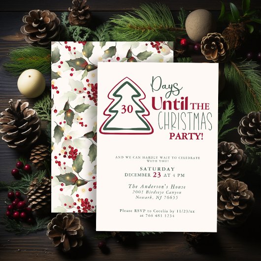 Festive Red Green Gold Christmas Party Invitation シーズンカード