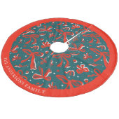 Festive Red & Green Hand Drawn Bows and Ribbons フリース ツリースカート (アングル)