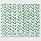 Festive Red Green Holly Leaves Berries Holiday  ラッピングペーパー (フラット)