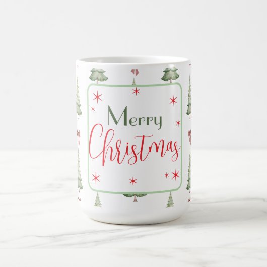 Festive Red Green Merry Christmas Mug コーヒーマグカップ (中央)